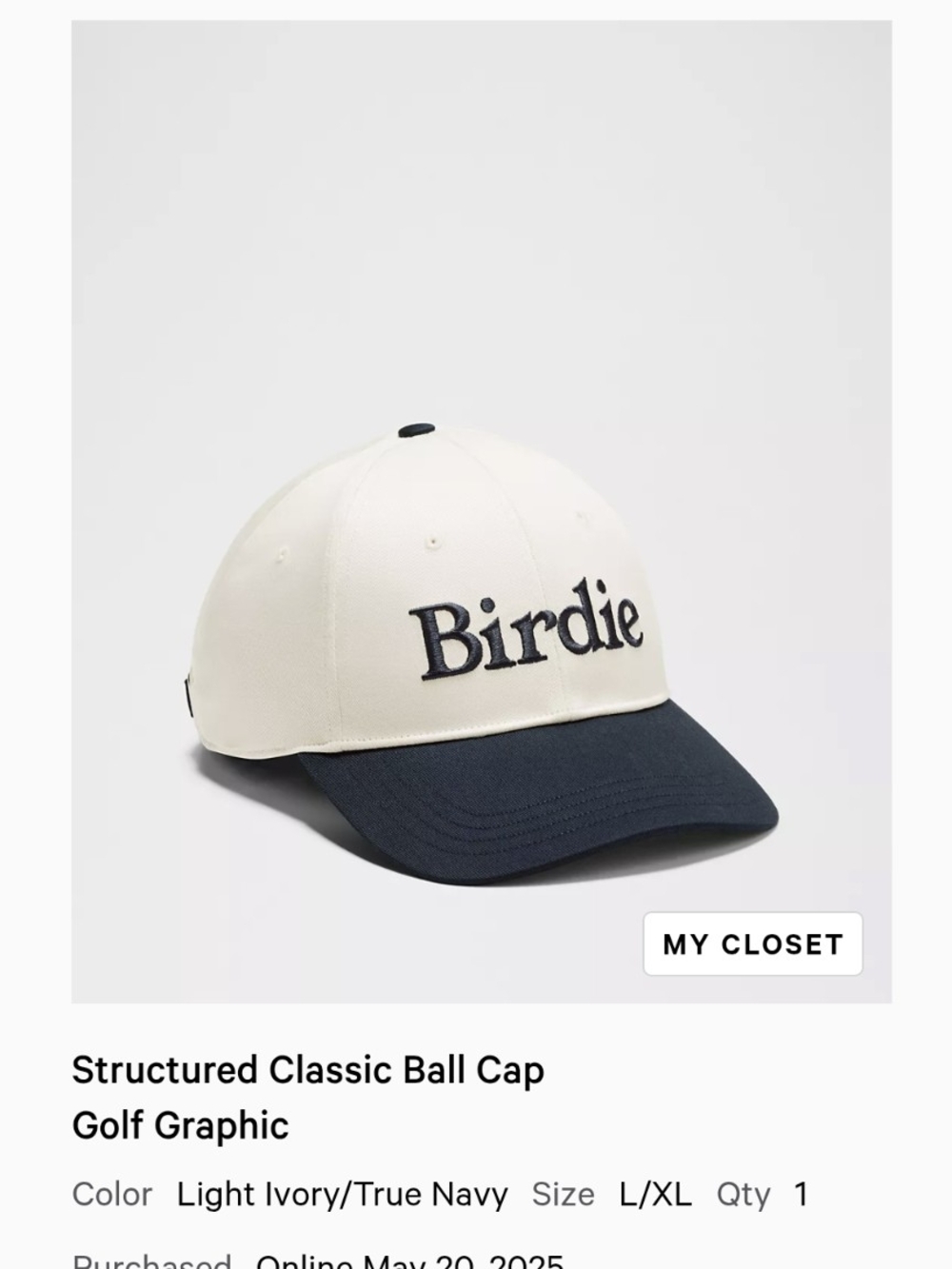 lululemon athletica Light Ivory and True Navy 'Birdie' Structured Ball Cap